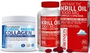 Bronson Marine Collagen Peptydes Protein hydrolizowany proszek + olej z kryla antarktycznego 1000 mg z Omega- 3 s EPA DHA