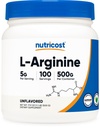 Nutricost L- arginina proszek 500 gramów (1,1lbs) - czysty L- arginina proszek - 5000mg na jedną porcję; 100 Służy
