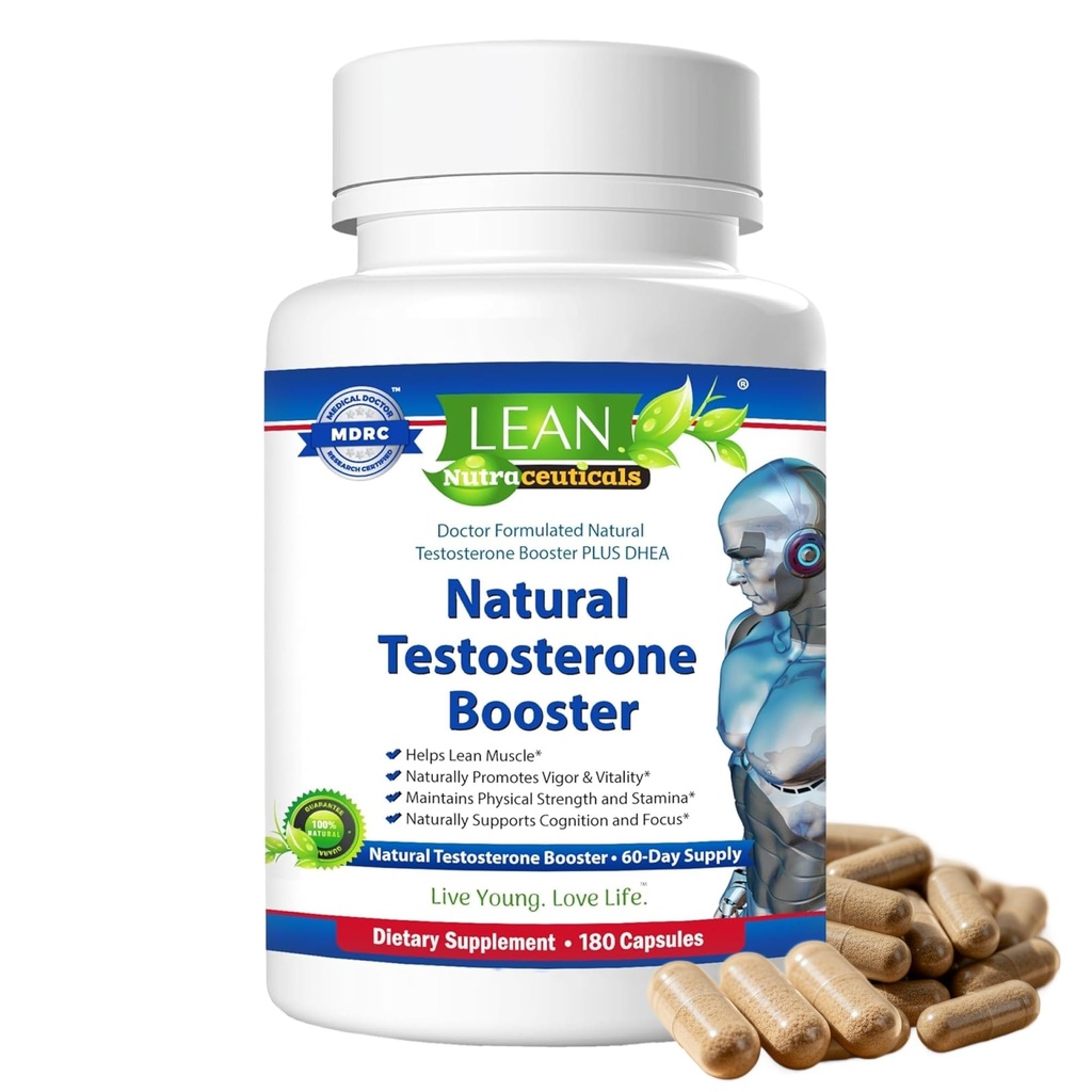 Lean Nutra Men 's Hormon Support - 180 Kapsułek - Naturalny Testosteron Supplement z Maca, Kozieradka, Tongkat Ali, Cynk, Tribulus, DHEA - Energia, Równowaga, Siła i Wellness dla mężczyzn