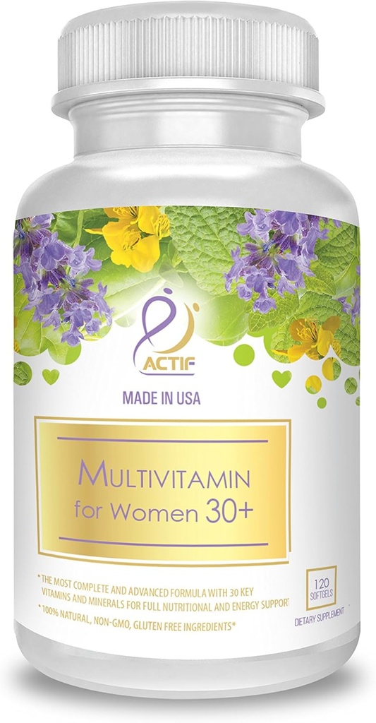ACTIF Multivitamina dla kobiet w wieku 30 + z 30 Vitamin organicznych i Zioła organicznych, Non-GMO, Made in USA, 2-Miesiąc dostaw