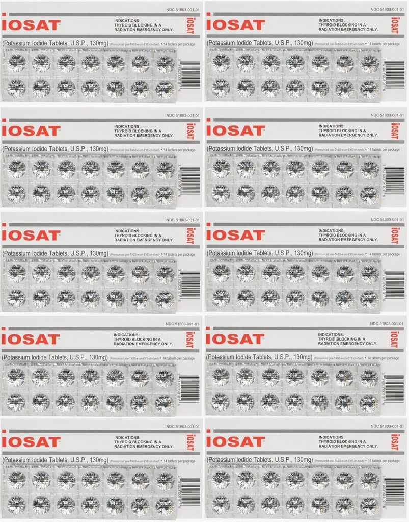 Tabletki zawierające jodek potasu, 130 mg (po 14 tabletek) - 10 opakowań