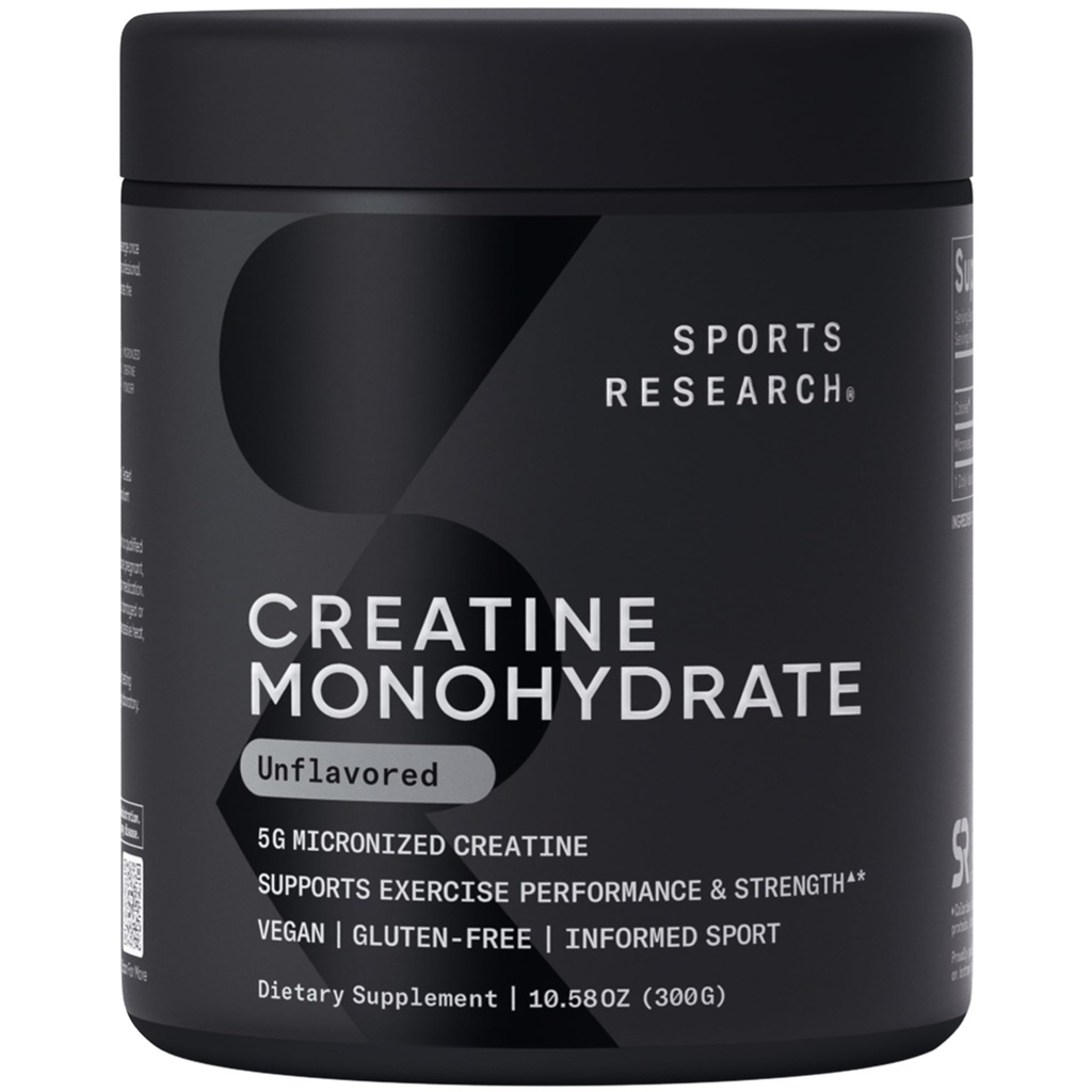 Sports Research® Creatine Monohydrate Powder 5g, Unflavored (60 Servings)