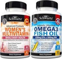 Daily Multivitamin for Women Kapsułki (1 Miesiąc dostaw) Plus potrójne siły Omega 3 Softgels oleju rybnego (1 Miesiąc dostaw)