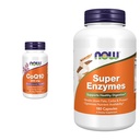 Teraz suplementy, CoQ10 (Koenzym Q10) 200 mg, Zdrowie układu sercowo- naczyniowego *, 60 Kapsułki i suplementy Veg, Super Enzymy, Spreparowane z bromelainem, Ox Bile, Pankretyna i Papain, 180 Kapsułki