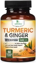 Kurkumina Kurkumina suplement 2600mg - z organiczną Ginger & Turmeric, BioPerine Black Pepper Extract 95% Kurkuminoidy - Advanced Absorption Joint & Antioksydant Dodatkowe wsparcie siłowe - 60 Kapsułki
