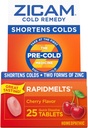 Zicam Cold Remedy Cynk RapidMelts, Cherry Flavor, Homeopatyczne, Cold Shorting Medicine, Skróty zimnego czasu trwania, 25 Count (Pack of 2)