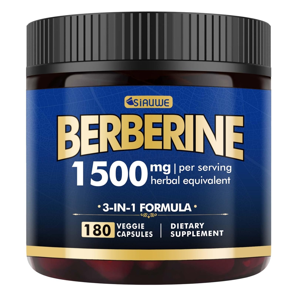 Berberine Supplement - Berberine Weight Loss, High-Potency Berberine 1500MG of Berberine HCL, Plus Citrus Bergamot - for Metabolic, Digestive, and Immune Support - Vegan, Non-GMO, 180 Kapsułki