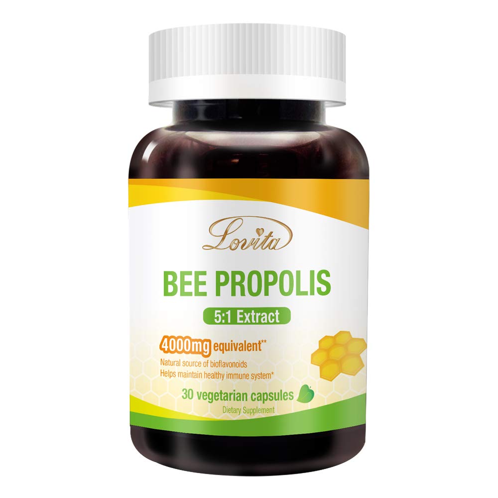 Lovita Propolis Kapsułka 124; Wysoka Potliwość 124; 5: 1 Stężenie 124; Natural Propolis Extract 124; 30 Kapsułki wegetariańskie (1 miesiąc dostaw)