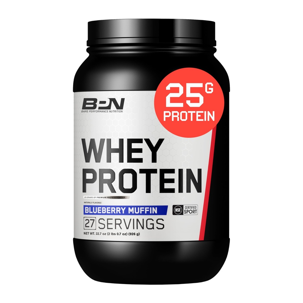 NUTRYFIKACJA WYKORZYSTANIA BARE, Białko serwatki BPN + Mieszanka proszku z białka kazeiny, Muffinka jagodowa, Białko 25 g na porcję serwatek Lean Muscle Recovery, 27 Służenie, Tested strony trzeciej