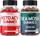 Keto ACV Gummies (60 Count) Advanced Weight Loss Formula i Irish Sea Moss Gummies (90 Count) z Bladderwrack & Burdock Korzeń dla tarczycy, Energia & Wsparcie immunologiczne - Nie GMO, Vegan Safe & Made in USA
