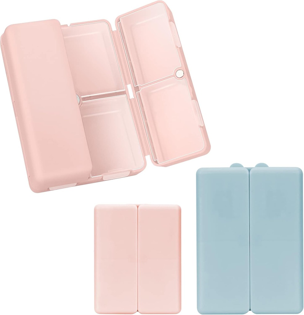 FYF 2 szt. Codzienne Pill Organizator, 7 Komory Przenośne Pill Case Travel Pill Organizator, [Projekt składany] Pill Box do kieszeni torebki do przechowywania witamin, Cod Liver Oil, Suplementy i Medicination- Pink + Marynarka