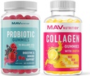 MAV NUTRITION Gummies Kolagen dla kobiet i protetyków probiotycznych 124; Włosy, skóra, paznokcie, i Gut Health Support z Biotin, Witamina C, i 5 Miliard CFU 124; 60 Gummies Każdy