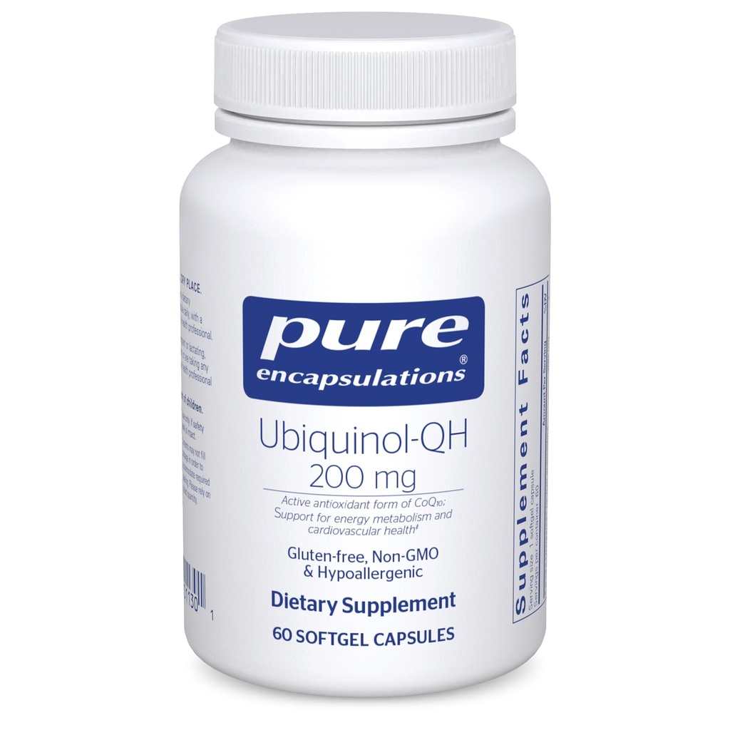 Czyste enkapsulacje Ubichinol- QH - 200 mg Ubichinol - Aktywna postać koenzymu Q10 - Heart Health & Energy Metabolizm Wsparcie * - Suplement przeciwutleniający - 60 kapsułki Softgel