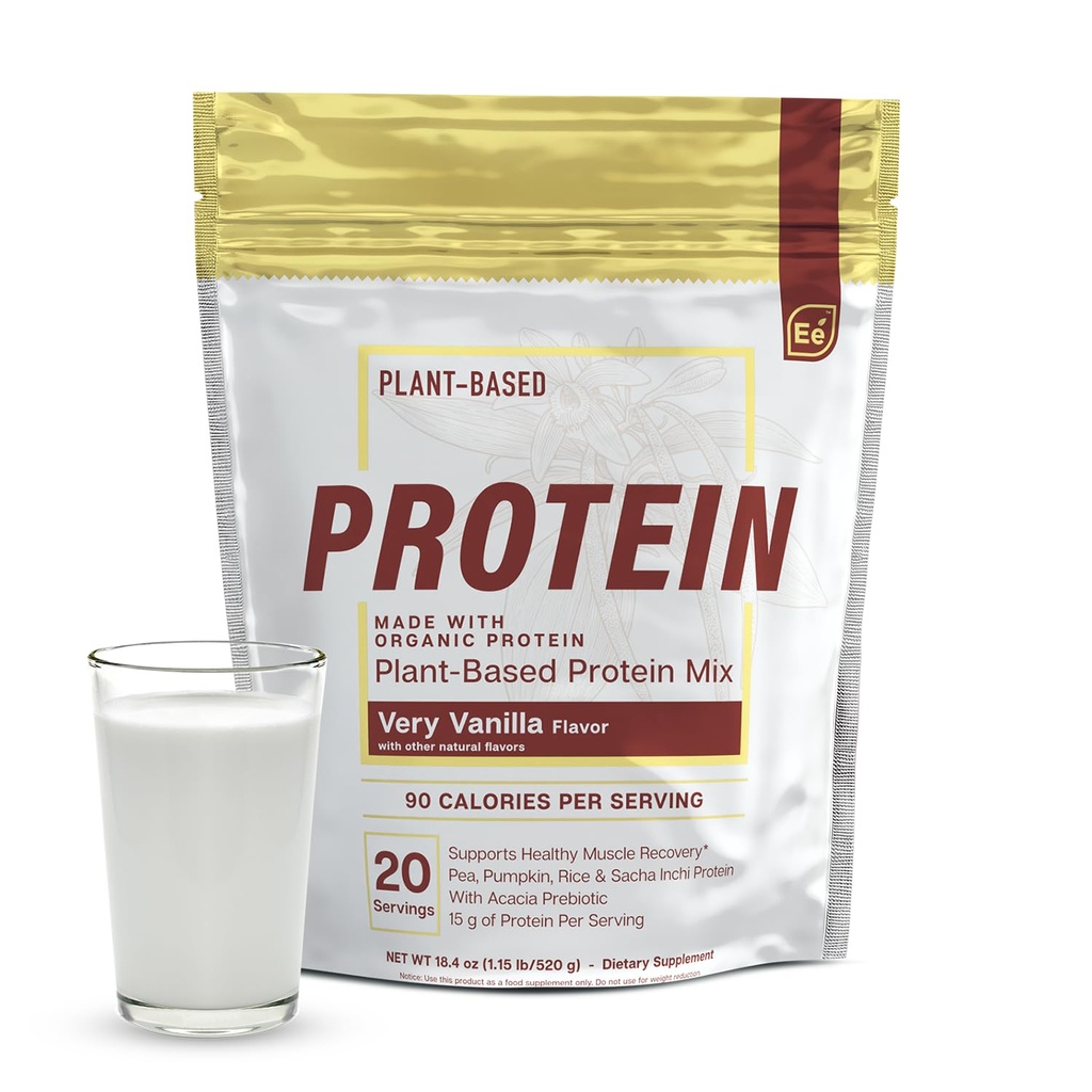 Esencjonalne elementy Pea Protein w proszku - bardzo wanilia 124; niskokaloryczny planta- mieszanka wegańska - Keto- friendly i gluten- free 124; 20 Sług, 18oz