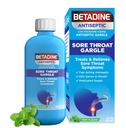 Betadine Antiseptic Medicated Gargle, Povidone- jodyna 0,5%, Leczenie i łagodzenie objawów bólu gardła, Tymczasowo zmniejsza zarazki zwykle znalezione w ustach, Miętowy aromat, 8 FL OZ