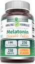Amazing Supplement Melatonin Chewable Supplement EVE 124; 5 Mg Per Serving EVE 124; 250 Tablets EVE 124; Non-GMO EVE 124; gluten- Free EVE 124; Made in USA (Citrus Flavor)