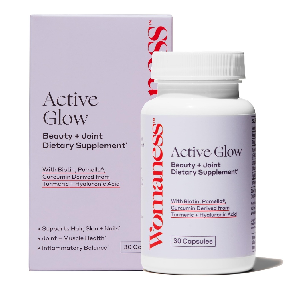 Kobiecy Aktywny połysk skóry włosów i paznokci Witaminy - Biotin, Longvida Curcumin & Hyaluronic Acid Supplements for Joint Health, Suchość skóry i cieńsze włosy (30 kapsułki)