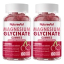 Glucynian magnezu Gummies 1000mg - Suplement potasu bez cukru Magnezu z witaminą D, B6, CoQ10 dla uspokojenia nastroju i wsparcia snu - 120 Cherry Gummies -2 Pack.