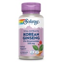 SOLARAY koreański Ginseng Root Extract - Herbal Support for Ocasional Stress, Energy, and Physical Endurance - 5% Ginsenosides - Vegan, Lab Verified - 60 Servings, 60 VegCaps