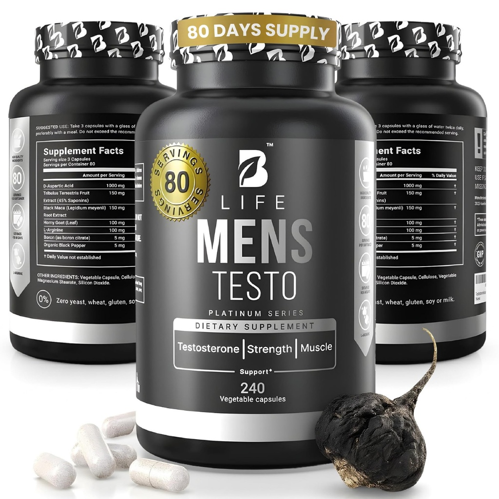 Suplement booster testosteronu dla mężczyzn 124; Suplement borowy dla mężczyzn z Tribulus Terrestris, Black Maca, Horny Goat Weed, L- Arginine Between 124; Stamina, Endurance, Muscle Growth & Strength