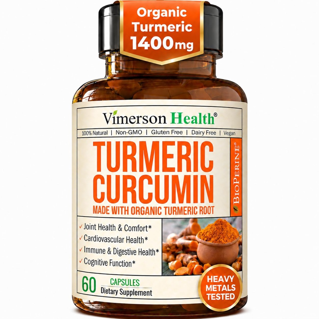 Kurkumina Kurkumina Suplement z Black Pepper Extract - Wysoka moc Organic Turmeric 1400mg & 95% Kurkuminoidy dla Joint & Digestive Health - Joint Supplement - 60 Vegan Curcuma kapsułki