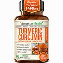 Kurkumina Kurkumina Suplement z Black Pepper Extract - Wysoka moc Organic Turmeric 1400mg & 95% Kurkuminoidy dla Joint & Digestive Health - Joint Supplement - 60 Vegan Curcuma kapsułki