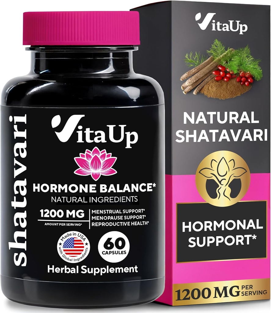 Kapsułki Shatavari dla kobiet 1200mg - USA Made Shatavari Root Supplement for Normal Hormonal Support, Menopauza & Menstrual Wellness - 60 Kapsułki wegańskie