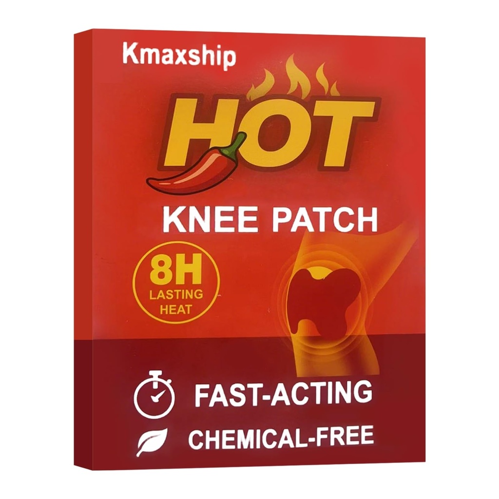 Hot Capsaicin Knee Patches 14pcs, Fast-Acting Heating Capsicum Patch for Knee Support, Natural Made Long-Lasting Adhesive Knee Relief Warm Patches