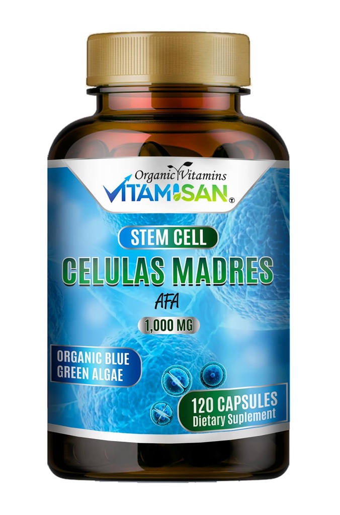 Celulas Madres AFA Stem Natural Cell 120 kapsułki 1000 mg Blue Green Algae Non GMO Gluten Free Aphanizomenon Flos- aquae celula Suplement Madre