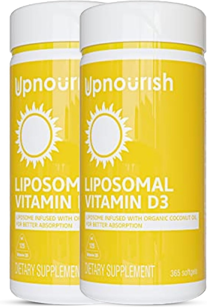 UpNourish 2 Pack - Witamina Liposomalna D 5000 j.m. 730 softgeli, Witamina Cholekalcyferol D3 z naturalnym oleju kokosowego, suplement VIT D3