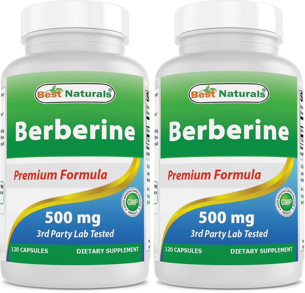 Najlepszy przyrząd Berberine 500 mg 120 Kapsułki - Wspomaga funkcje immunologiczne, sercowo-naczyniowe i żołądkowo-jelitowe (120 liczenie (opakowanie po 2))