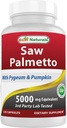 Najlepszy Naturals Saw Palmetto 10: 1 Wyciąg Prostate Supplements for Men - 120 Kapsułki - Made with Pygeum Bark 4: 1 Ekstrakt & Pumpkin Seed Powder