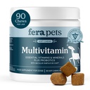 Fera Pets Dog Multivitamin Chews with Glucosamine and Probiotics - Essential Dog Vitamins & Minerals - Promotes Healthy Digestion & Joints - Boosts Skin & Coat Health with Omega-3s - 90 Soft Chews