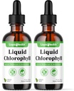 Chlorofil płynny LIQUIDHEALTH - Dezodorant wewnętrzny, przeciwutleniacze, Detox wątroby, Wsparcie immunologiczne, Relieve Bad Breath, Reduce Apetite, Collagen for Hair & Skin Health - Wegan, Non-GMO (2 Pack)