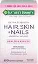 Nature 's Bounty Hair Skin and Nails 5000 µg Biotin - 250 Pokryte tabletki Regular & Extra Siła (Dodatkowa siła, Dwie butelki każdy z 250 Softgels)