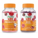 Żywy Probiotyk 2 Miliard CFU Dzieci + Żelazko i Witamina C Dzieci, Gummies Bundle - Great Desting, Suplement witaminy, Gluten Free, GMO Free, Gummy do żucia