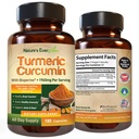 Kurkumina turmerowa z ekstraktem Black Pepper (Bioperine) & Organic Turmeric Vegan Joint Supplement. Wyciąg 95% Curcuminoids 1965mg Supplement for Healthy Joints & Immune Support. 180 kapsułek