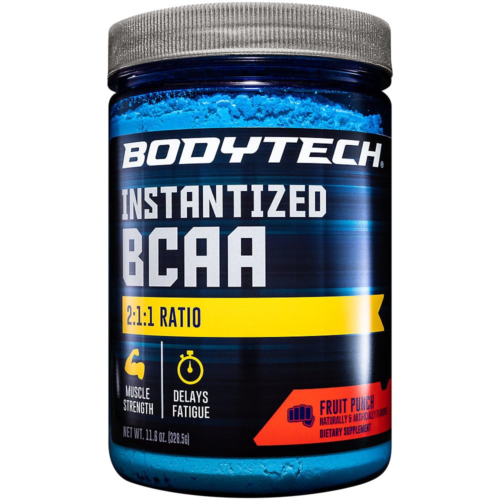 BodyTech BCAA Proszek - Optymalny 2: 1: 1 Stosunek - Wspomaga odzysk mięśni, wytrzymałość i wytrzymałość - Punch owocowy (11.5 oz)