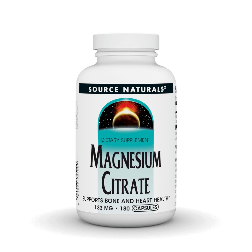 Źródło Naturals Magnezu Citrate, Wspiera zdrowie kości i serca * 133 mg - 180 kapsułek