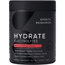 Sports Research ® Hydrate Electrolytes Powder - Bezcukrowy & Naturalny aromat z witamin, minerałów i wody kokosowej - Wspiera nawadnianie - Pomegranat wiśniowy - 90 Służenia