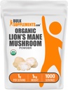 BulkSupplements.com Organic Lions Mane Mushroom Powder - Lions Mane Powder, Mushroom Supplement - Vegan & Gluten Free, 1 g na Serving, 1 kg (2,2 kg) (Opakowanie 1)