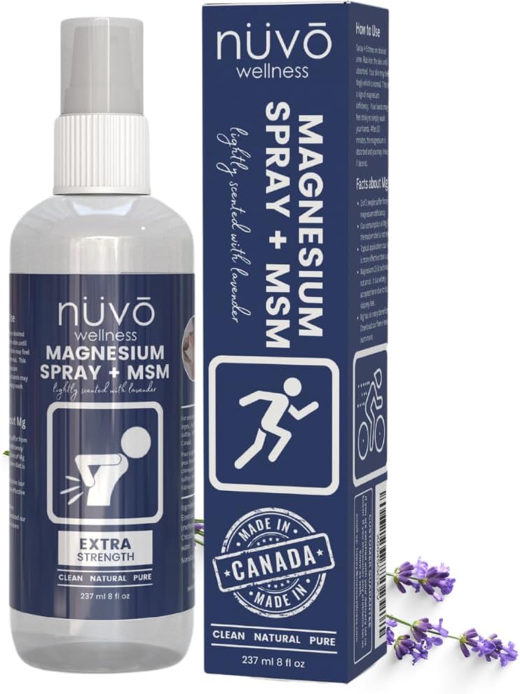 Nuvo Wellness Magnezu Spray z MSM - Dodatkowa siła - Lekki Lavender Scent - 12oz