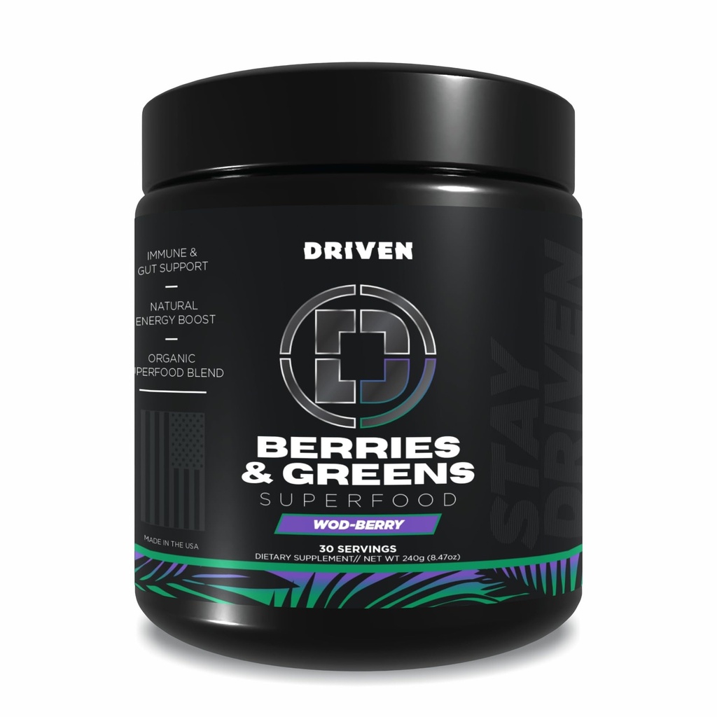 Driven B & G Berries & Zielone Superfood Powder, 30 Słupki - Organic Plant- oparte formuła z probiotyki i enzymów trawiennych - Wspiera odzysk, Zdrowa trawienie, i funkcji immunologicznych