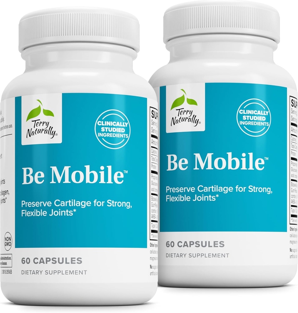 Terry Natural Be Mobile - Suplement Kolagenowy do Wspólnego Wsparcia Zdrowia - Suplement Dietetyczny z Ekstraktu Boswellia & Typ II Kolagen - Dolna Back & Knee Wsparcie - 60 Kapsułki (Opakowanie 2)