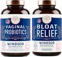 WINDSOR BOTANICALS Bloat Relief Probiotic z enzymami i probiotyki pochwy - Paleta pokarmowa i waginalna zdrowia