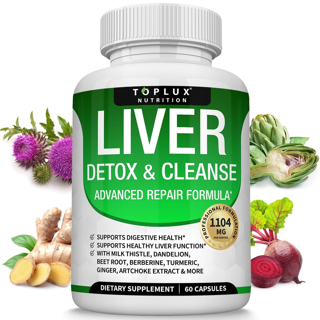 Czystość wątroby Detox & Naprawa Formuła Detox wątroby Suplement - Ostrze mleka z Dandelion, Karczoch, Turmeric, Burak korzeń, Turmeric & More dla Natural Fast Herbal Cleansing Non-gmo Vegan 60 Kapsułki