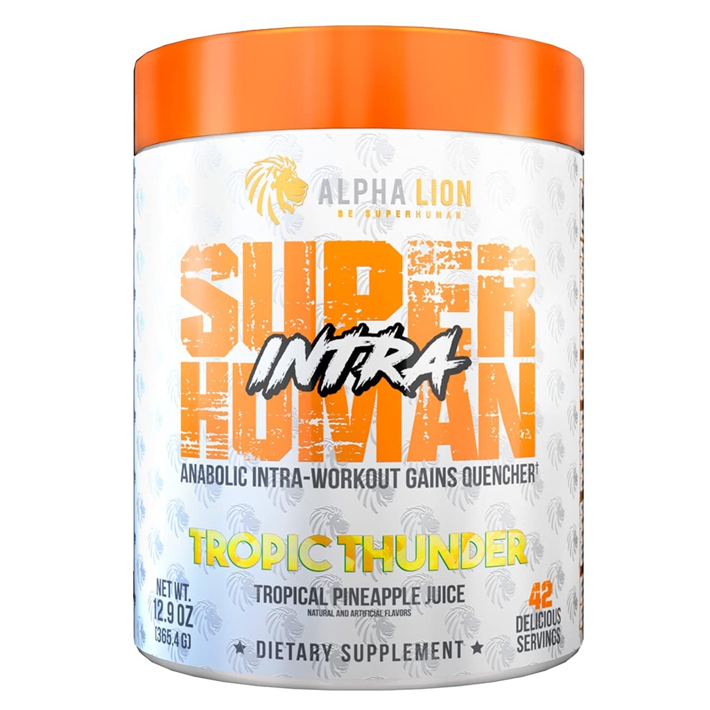 ALPHA LION Superhuman Intra Workout Proszek dla mężczyzn i kobiet, Amino Acids Drink, Suplement do Odzyskiwania Mięśnie, BCAA Proszek, Electrolytes & Hydration Mix (42 Słupki, Tropikalny sok ananasowy Flavor)