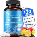 ASSR Triple Magnezu Complex - 300mg suplement magnezu z glicynatem, jabłkiem i cytratem - Wspomaga Relaks, Mięśnie i Nerwy Funkcje - Wysoka Absorpcja, Wegan, Non-GMO, 120 Kapsułki