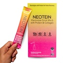 NEOTEIN: Pakiety proszku elektrolitów, Proszek proteinowy z 10 g białka i kolagenu 124; Pakiety nawadniające - Zero cukru, NO Fillers, NO węglowodany 124; Lemoniada truskawkowa 124; 40 Kalorii 124; Keto & Paleo