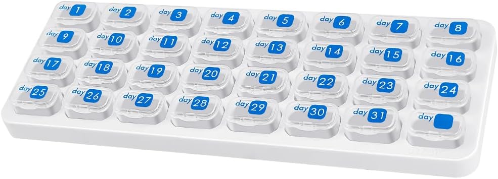 Miesięczny Pill Organizator, Duży Travel Pill Box 31 Day, Codzienne Pill Case, Pill Holder Pojemnik na witaminy, Medycyna, Suplement, Olej rybny, Jasne
